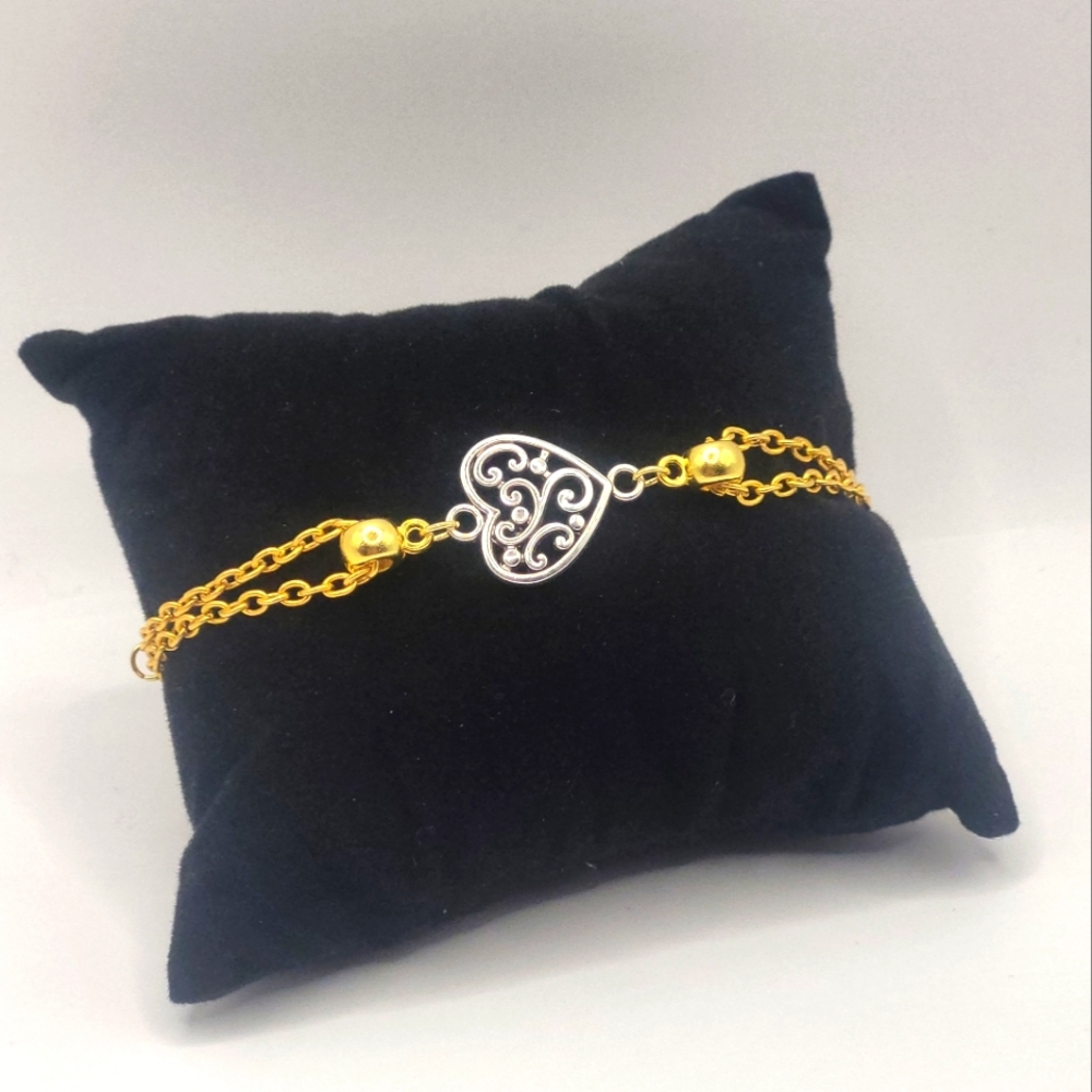 🍍 Handmade Double Chain Heart Bracelet